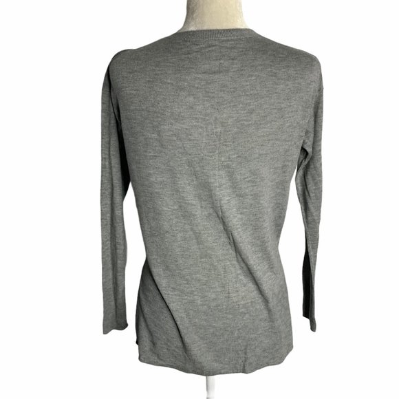 Lightweight V Neck Knit Long Sleeve Sweater 44PE - Picture 4 of 5